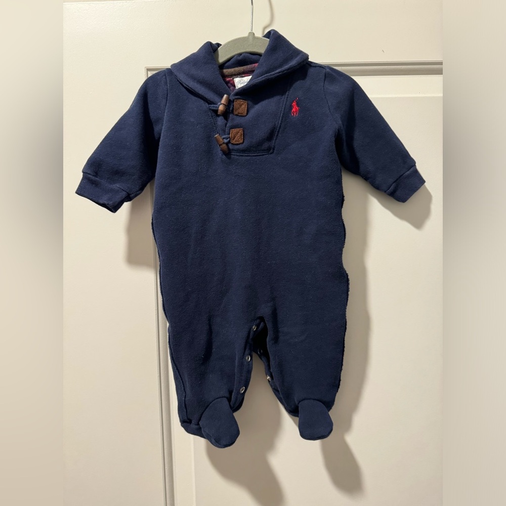 Ralph Lauren Baby Boy Collared Long Sleeve Onesie
